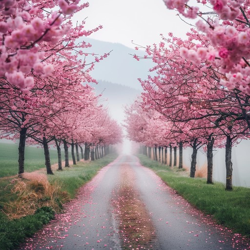 A delicate instrumental track designed to create a calm, serene atmosphere reminiscent of peaceful scenes in anime. The sound of traditional japanese instruments intertwined with soft melodic lines evokes the beauty and tranquility of cherry blossoms falling gently. Perfect for creating a soothing and reflective mood.