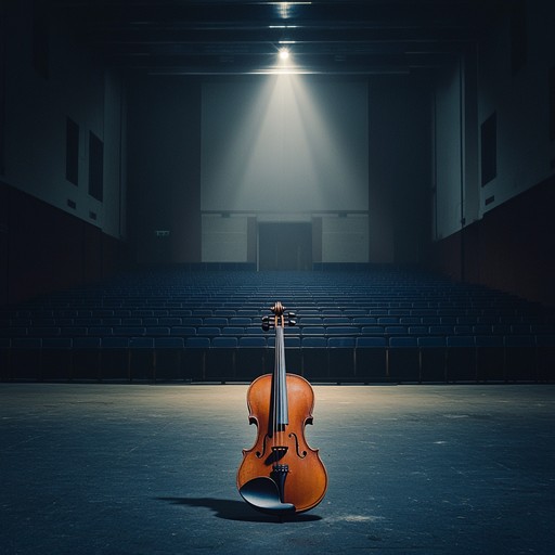 A solitary string orchestra performs a mournful piece, where violins weep soft, broken melodies, and cellos murmur deep sorrowful undertones. The music crescendos and decrescendos, painting an emotional landscape of isolation and yearning. Ideal for reflective moments or scenes of profound sadness