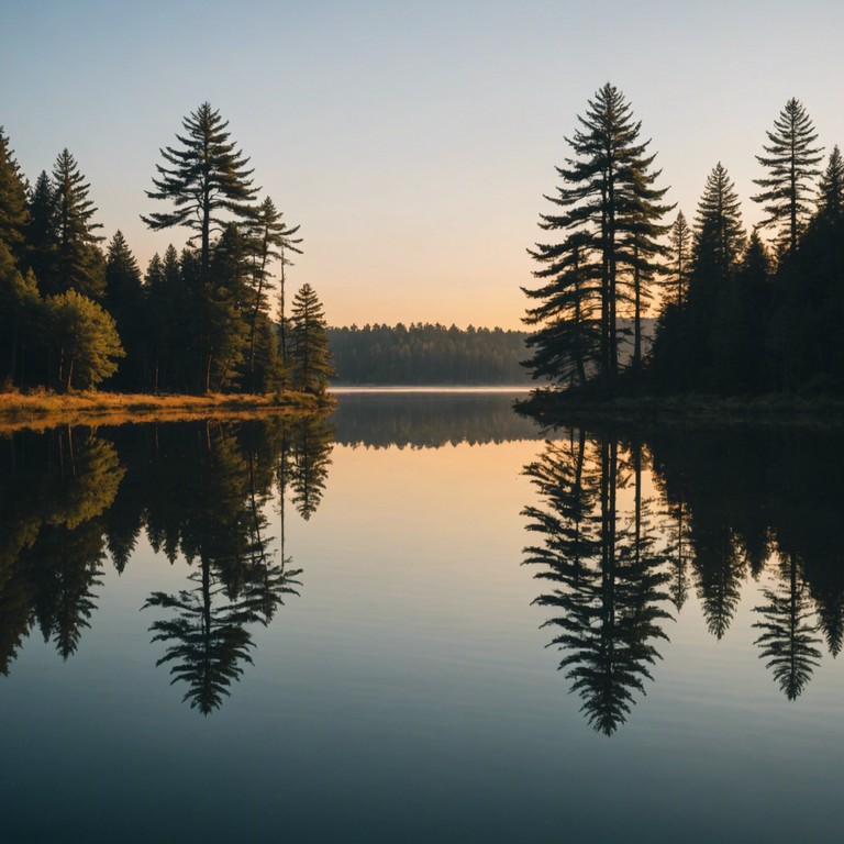 This instrumental track captures the essence of tranquil finnish lakes surrounded by lush forests, reflecting the calmness and profound beauty of nature through slow, captivating suomipop melodies. A soft electric piano sets a meditative mood, enhanced by ambient synths, creating layers of peaceful sounds that emulate the reflection of water at dusk.