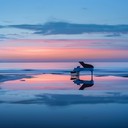 soft waves meet piano at a serene twilight shore