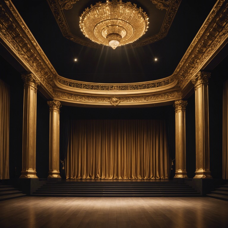 As the plush curtains part, a single spotlight illuminates the center stage where destiny takes its shape through powerful orchestral crescendos. The music captures the essence of a character stepping into their destined role with unwavering confidence.