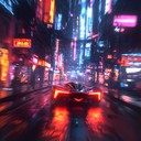 vibrant journey through retro futuristic neon city streets