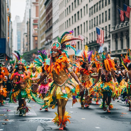 This track bursts with energetic and vibrant rhythms, capturing the essence of a brazilian carnival parade. The confident samba beats and lively melodies invite celebration and dance, creating an atmosphere of joy and festivity.