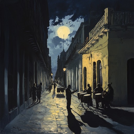 An eerie instrumental piece that blends traditional afro cuban rhythms with dark, haunting melodies. The track features intense percussion, brooding bass lines, and unsettling atmospheric elements, creating a sense of impending doom and mystery in the heart of havana's night.