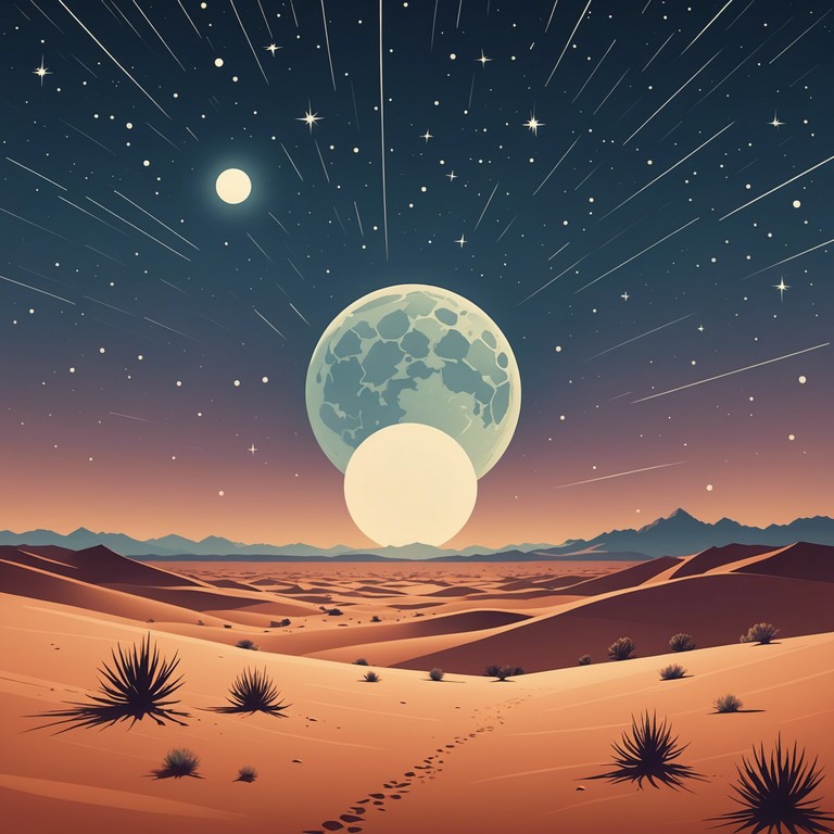 A mystical composition capturing the essence of a clear, starlit night in the desert, with eerie melodies echoing like whispers of ancient arabian tales whispered by the wind. This track utilizes traditional instrumentation to create a sense of vast, open mystery, making the listener feel like they are wandering through endless dunes under the moonlight.