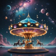 futuristic carousel whimsy in space synthpop