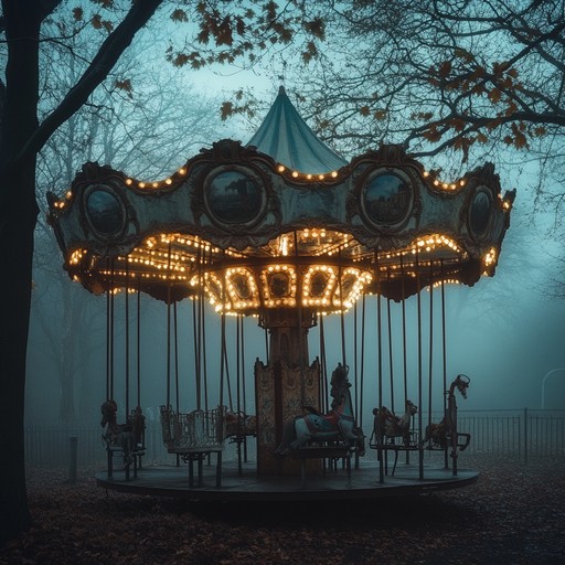 In this track, the normally joyful and exuberant sounds of a circus are transformed into dark, suspenseful, and unnerving melodies that seem to echo through an abandoned carnival ground at midnight. The playful notes now carry a sinister tone, as if the clowns and performers are lurking, not to entertain but to startle and chase unwelcome visitors away