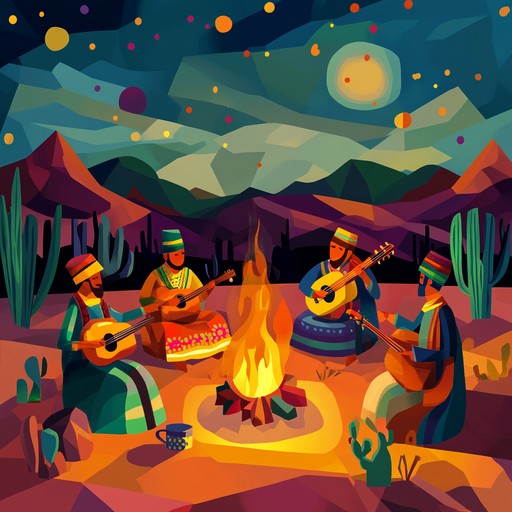 A lively instrumental track that encapsulates the nomadic spirit, merging traditional middle eastern melodies with modern rhythmic patterns to create an energetic desert festival atmosphere.