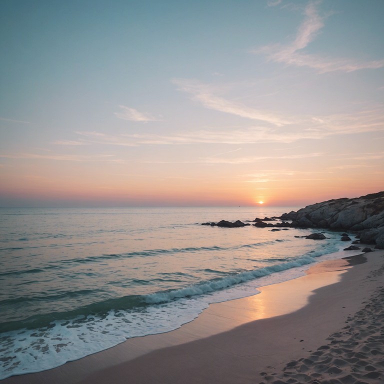 Imagine sitting on a beach as the sun sets, gentle waves lapping at your feet while soft reggae music plays, embodying the peacefulness and beauty of nature through soothing tones and rhythms.