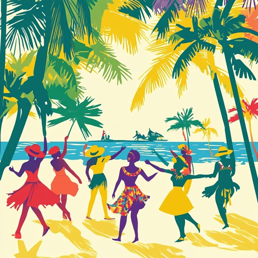 Experience a tropical mambo extravaganza with lively, energetic beats and festive trumpet soundscapes that transport you to a beachside celebration, filled with passionate dancers and vibrant colors.