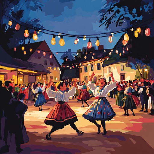 A cheerful instrumental klezmer piece that captures the lively atmosphere of a festive gathering with energetic clarinet solos and rhythmic accordion accompaniment, evoking the joy and spirit of eastern european traditions.
