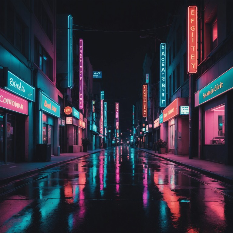 A soundscape where the modern edge of indie music meets the warm, pulsating retro beats of synthwave, crafting an enveloping aura of sound that feels like a serene wander through a vividly lit night city.