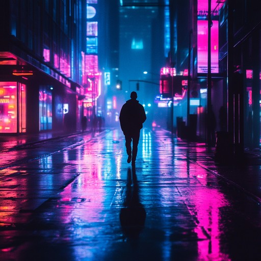 An instrumental track that blends dark disco grooves with funky basslines, creating a moody atmosphere reminiscent of late night cityscapes under neon lights.