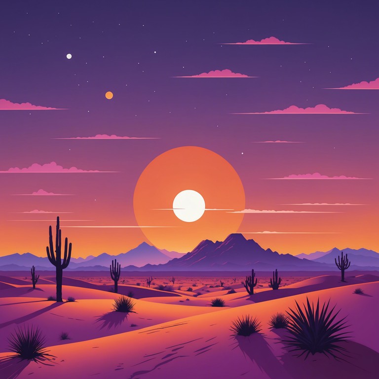 A serene instrumental capturing the vast, peaceful expanse of a western desert as the sun sets. Gentle guitar melodies invite a deep sense of calmness, mirroring the slow fade of daylight into dusk.