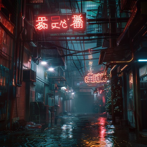 Navigate the eerie cybernetic alleys as neon lights flicker and synthesized pulses reverberate. Brooding drones infuse a sense of foreboding, augmented by staccato electronic rhythms, embodying the dangers of a high tech underworld.