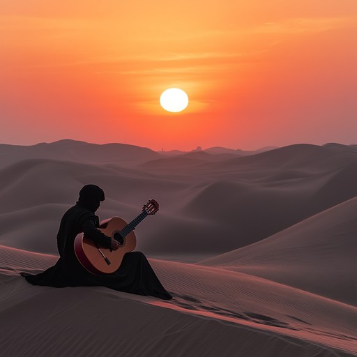 An evocative composition capturing the essence of middle eastern landscapes and the heartfelt emotions that arise as the sun sets over the desert. Traditional instruments blend with modern arrangements to create a nostalgic and sentimental piece