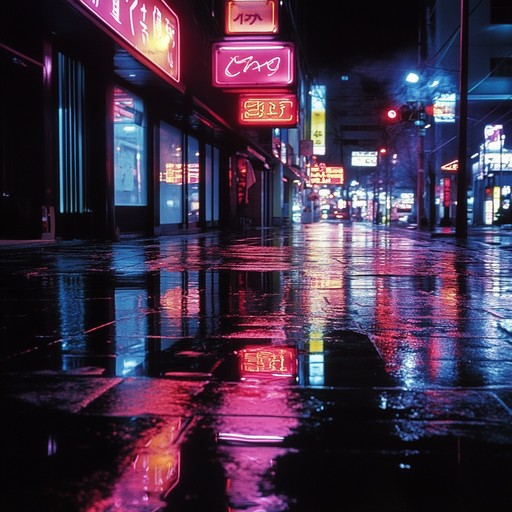 A soothing instrumental blending nostalgic synths and gentle beats, evoking tranquil midnight drives under glowing neon lights in a futuristic city.