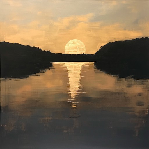 Visualize a serene summer evening with the sun setting over calm waters. The glistening light on the water inspires a soothing melody that evokes peace and tranquility; the music's gentle harmonies and elegant notes create a reflective and relaxed atmosphere.