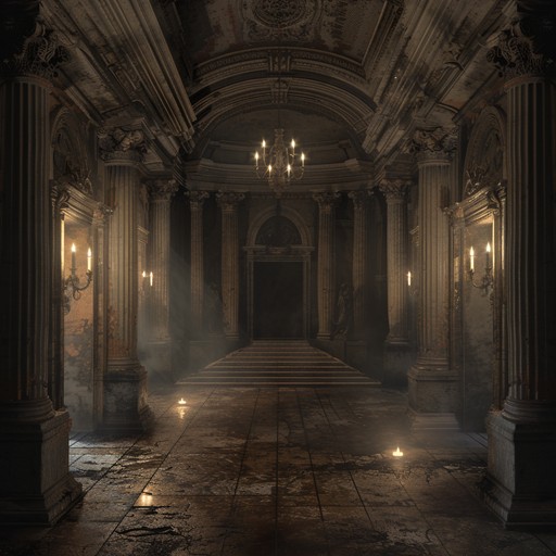 A haunting composition that conjures images of spectral beings and shadowy corridors, featuring a mournful cello at its core. The soundtrack is cinematic in nature, with a dark ambiance that gradually builds tension. Sparse instrumentation and eerie sound effects amplify the ghostly whispers throughout.