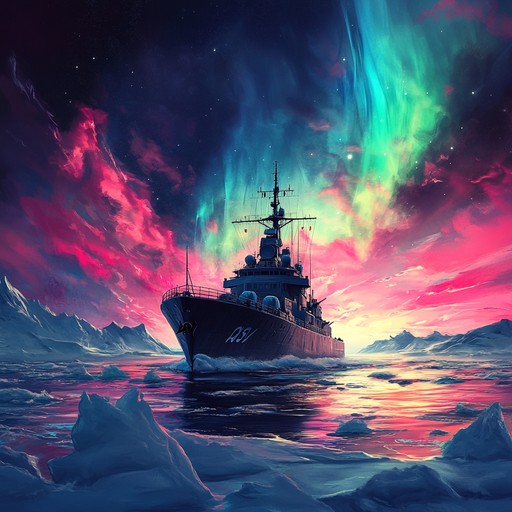 An energetic instrumental piece that evokes the spirit of the russian navy navigating the icy seas of the arctic, combining traditional russian musical elements with modern orchestration to create a powerful and uplifting composition.