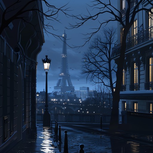 This song should evoke the feeling of wandering through parisian streets late at night with a gentle but haunting jazz melody played by a quartet. The song should blend traditional jazz rhythms with a touch of parisian flair, capturing the melancholy yet romantic mood of the city at night.