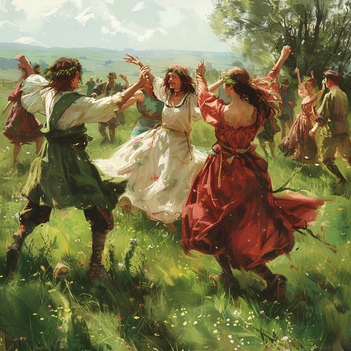 A bright and uplifting instrumental capturing the essence of a lively celtic spring festival, featuring traditional melodies, spirited rhythms, and a jubilant atmosphere