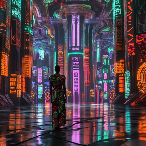 A captivating instrumental track that merges pulsating afrobeat rhythms with futuristic electronic elements, creating a sonic journey to a high tech african metropolis.