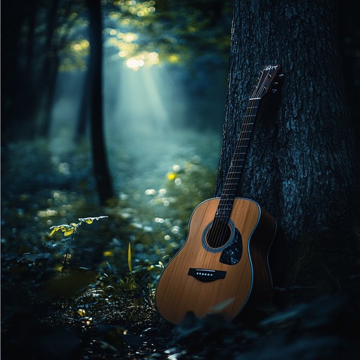 An instrumental dark folk piece featuring acoustic guitar, capturing the serene yet haunting atmosphere of wandering alone through moonlit woods, where every shadow holds a story untold.