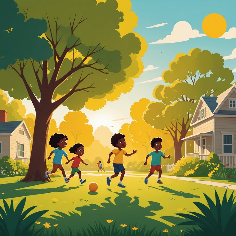An engaging, dynamic song designed to embody the essence of playful childhood adventures in a sunlit backyard. Its melodies mimic the laughter and excitement of kids playing outside, showcasing a mixture of quick plucks and melodic strokes to capture the highs and lows of energetic play. An engaging, dynamic song designed to embody the essence of playful childhood adventures in a sunlit backyard. Its melodies mimic the laughter and excitement of kids playing outside, showcasing a mixture of quick plucks and melodic strokes to capture the highs and lows of energetic play.