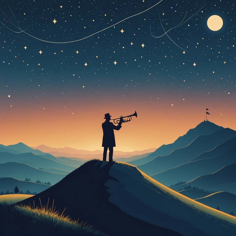 This composition captures the essence of solitude with a melancholy trumpet leading the melody, echoing a sense of yearning and reflection against a backdrop of subtle latin rhythms. The music evokes the image of a lone figure under a vast, starlit sky, finding comfort in the serene night ambiance. This composition captures the essence of solitude with a melancholy trumpet leading the melody, echoing a sense of yearning and reflection against a backdrop of subtle latin rhythms. The music evokes the image of a lone figure under a vast, starlit sky, finding comfort in the serene night ambiance.