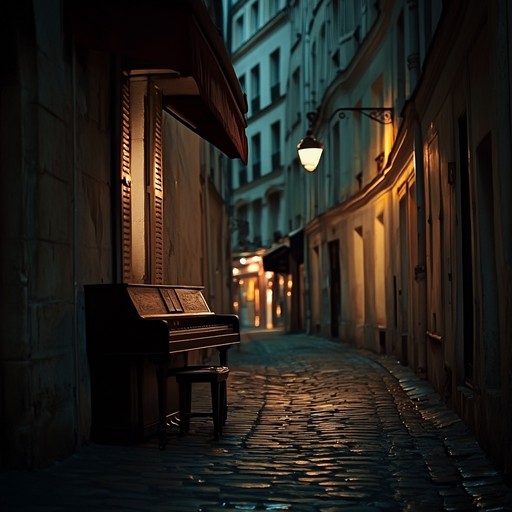 Under the low glow of parisian street lamps, a lone jazz piano artist captivates night wanderers with soulful improvisations that weave through the chatter and clinks of late evening city life. This track combines the intimate sounds of ivory keys with the nocturnal ambiance of a bustling city, capturing the perfect blend of solitude and urban vibrance.