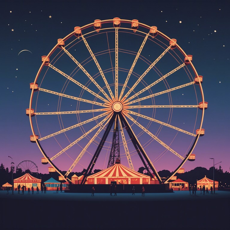 Imagine closing time at an old, magical carnival. As the lights dim, the echoes of laughter and distant carnival games blend into a reflective, serene soundscape, capturing the nostalgic end of a lively day. The music serves as a melancholic but soothing reflection on joyous chaos turned into peaceful silence.