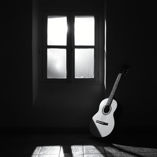 Soft acoustic guitar chords create a dreamy, introspective atmosphere, evoking feelings of nostalgia and solitude in the calm of night.