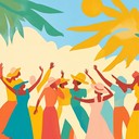 an upbeat instrumental blending funky rhythms with cheerful house beats