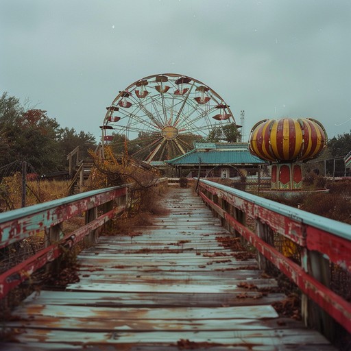 Picture a once-vibrant amusement park now left to decay, with rusted rides, overgrown paths, and an unsettling stillness in the air. This haunting instrumental piece captures the eerie ambiance of this forgotten place, with distant echoes of ghostly laughter and the creaking of old machinery. The melancholic melody weaves through the discordant soundscape, creating a sense of unease and mystery.