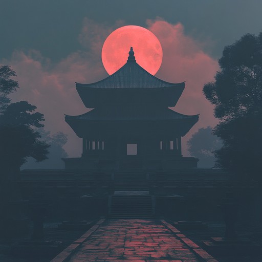 A haunting instrumental blending traditional koto melodies with dark ambient elements, crafting a tense atmosphere that suggests lurking threats in an anime setting.