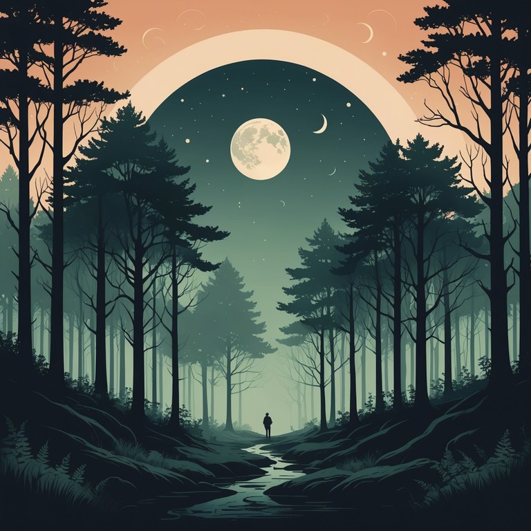 In this composition, enigmatic whispers blend seamlessly with a mystical, minimalistic soundscape. The song starts with a low, humming bassline and slowly introduces ethereal echoes that mimic the sounds of twilight, evoking both curiosity and tranquility. The tune shifts subtly throughout, featuring haunting musical phrases that weave an auditory tale of mystery and shadow.