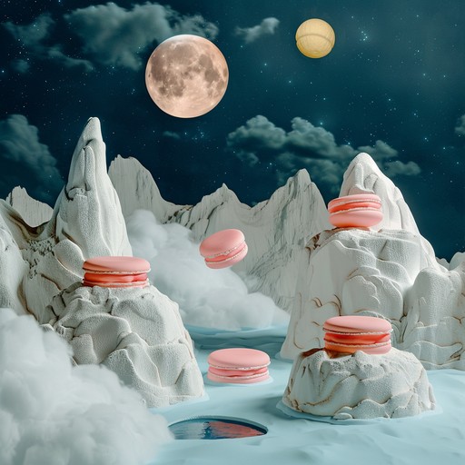 A dreamlike soundscape combining whimsical celestial tones with novelty sounds, evoking a playful and enchanting world filled with marzipan delights.