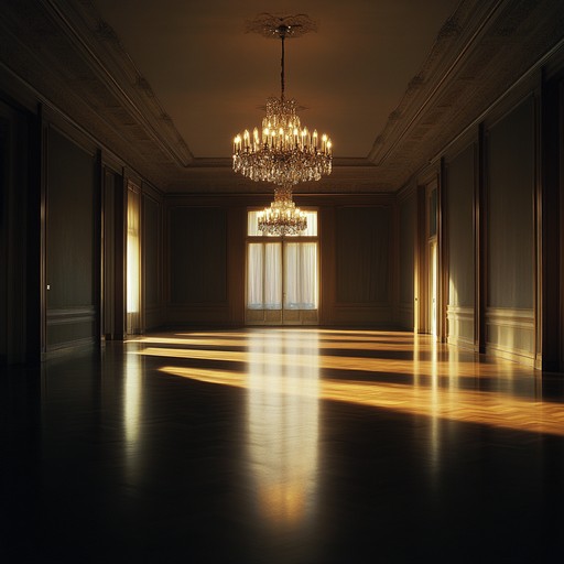 A haunting instrumental waltz that conveys a sense of unease and anticipation, as if dancing alone in a vast, empty ballroom with shadows lurking in the corners. The melody is driven by a somber violin weaving through minor chords and dissonant harmonies, creating an atmosphere of suspense and mystery.