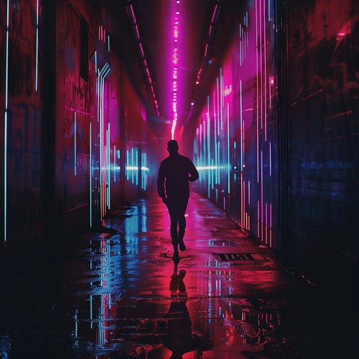 A high octane synthwave composition with electrifying melodies and relentless beats, evoking the tension of a late night pursuit through vibrant city lights.