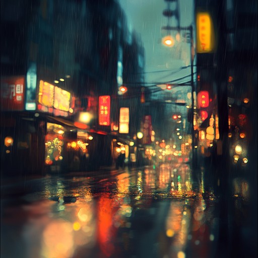 This track guides listeners through a nocturnal journey in a cyberpunk cityscape, with haunting melodies that reverberate against a backdrop of distant, busy streets and the hum of neon. Synthesizer pads breathe life into the bustling ambience, with rhythms suggesting an ever evolving urban landscape that blends reality with technological fantasy.