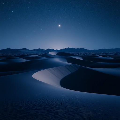 Envision a whimsical waltz under the moonlit skies of a vast desert. The smooth, flowing melody is sprinkled with cosmic undertones, creating an unusual blend of earthly and otherworldly elements. This instrumental piece is perfect for a serene yet mysteriously enchanting ambiance, featuring melodious motifs that sway gently like dunes in the night breeze.