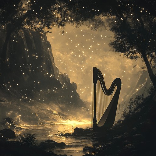 A soothing harp piece that transports listeners to a peaceful night, where silent stars serenade the soul, blending ambient tones for ultimate relaxation.