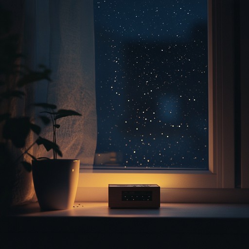 An instrumental lullaby featuring delicate music box tones that dance softly in the night, evoking feelings of melancholy and tranquility as the gentle melodies soothe yet stir emotions of longing under the midnight moon.