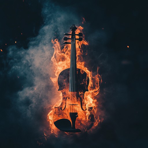 An intense instrumental waltz that intertwines passionate violin melodies with dramatic orchestration, evoking the imagery of lovers dancing amidst blazing flames, capturing urgency and fiery emotions.