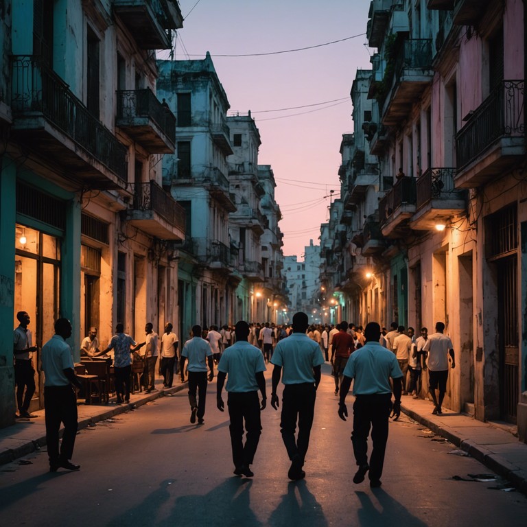 Revisiting the magical yet occasionally disquieting streets of old havana, this track offers a nuanced interpretation of nightfall when the vibrant day gives way to the mysteries of the night. The conga drums here serve not just as a musical instrument but also as a narrative tool, mimicking the racing heartbeat of a city that pulses with life and an undercurrent of tension.