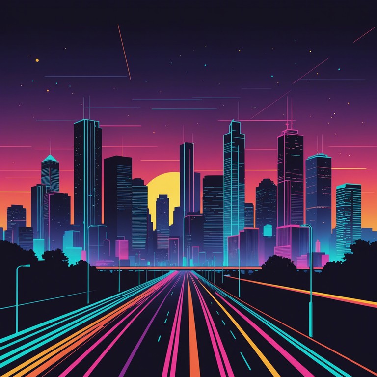 This track encapsulates the futuristic essence of a cityscape at night, illuminated by neon lights with a bass heavy, sweeping sound texture, perfect for an immersive late night journey.