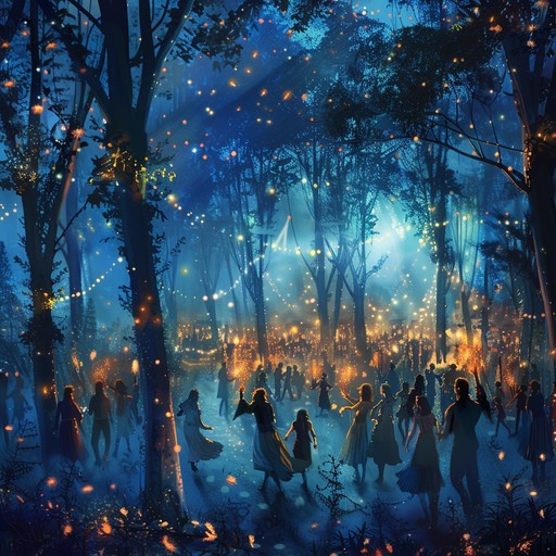 An electrifying instrumental track that envisions a fantastical dance festival in a mystical forest. The lively and magical music brings to life an enchanted world where melodies shimmer like fairy lights and the beat pulses with joyous energy, capturing the spirit of merriment and awe. Ideal for joyous, whimsical, and captivating moments.