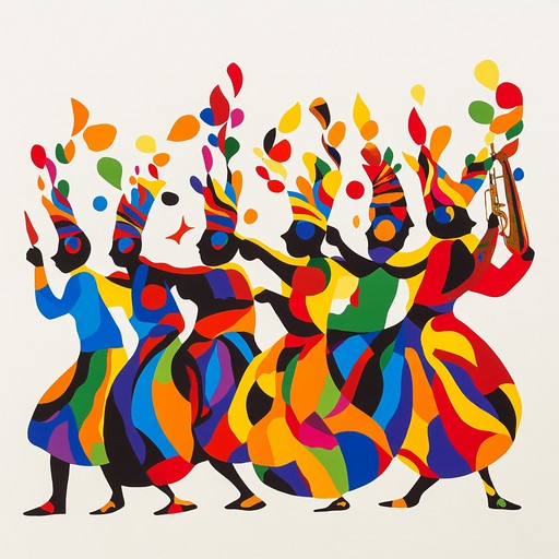 A lively instrumental track combining funky basslines, rhythmic percussion, and vibrant brass to evoke the energetic atmosphere of a street carnival celebration.