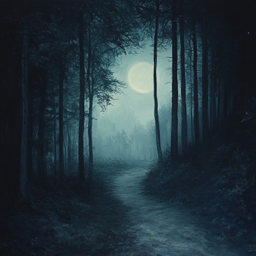 An instrumental piece capturing the eerie beauty of moonlit forests, blending gentle guitar with ethereal sounds to create a somber atmosphere